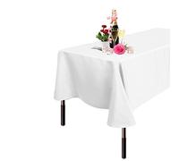 WedDecor White Rectangular Tablecloth Large Durable Fabric Polyester Linen Table Cover Washable for Dining, Wedding Decoration, Birthday, Anniversary Party Events, 70 x 144 inch. Pack of 1