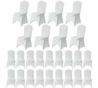 WedDecor White Spandex Chair Cover Stretch Removable Slipcover Dining Room Wedding Decor, Christmas Party, Banquet, Anniversary, Birthday Decoration, 100pcs