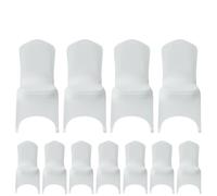 WedDecor White Spandex Chair Cover Stretch Removable Slipcover Dining Room Wedding Decor, Christmas Party, Banquet, Anniversary, Birthday Decoration, 10pcs