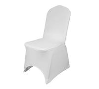 WedDecor White Spandex Wedding Chair Covers 220GSM Premium Quality Stretchable Fabric Slipcovers for Dining Party, Banquet Decoration, Anniversary, Conferences, Events, 100pcs