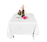 WedDecor White Square Tablecloth 54 x 54 inch Polyester Linen Fabric Table Cover Washable for Indoor Outdoor Dinner, Kitchen Dining, Weddings, Birthday, Anniversary Party Events, Pack of 10