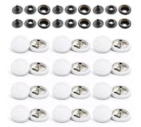 WedDecor White with Design 15mm Press Studs Heavy Duty Metal Nickle Free 4 Parts Snap Fasteners Rivets Button for Leather Crafts, Jackets, Bags, Straps, Jeans, Clothes Repair, Pack of 50