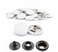 WedDecor White with Design 15mm Press Studs Heavy Duty Metal Nickle Free 4 Parts Snap Fasteners Rivets Button for Leather Crafts, Jackets, Bags, Straps, Jeans, Clothes Repair, Pack of 10