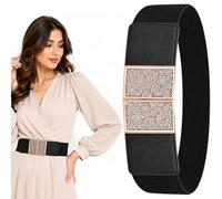 WedDecor Women’s Adjustable 50mm Wide Elastic Black Belt, Stretchy Waist Belt with Clasp Clip-on Buckle, Cinch Corset Belt, Vintage 50s Retro Nurse Style, Elasticated Waistband for Women Dress, M Size