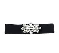 WedDecor Womens Elasticated Waist Belt with Diamante Rhinestone Fashion Accessory for Casual, Semi-Formal, Western Outfits, Black, 32 inches (80cm), 60mm Wide, Black