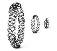 WedDecor Women's Tattoo Choker Necklace Black, Elastic Chain Stretchable Retro Gothic Tattoo Lace Choker Punk Bracelet and Ring Jewellery for Women Girls Girlfriend Birthday Party, 3pcs