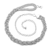 WedDecor Womens Waist Chain Belt, Silver Adjustable Hip or Belly Chain Belt for Dresses, Fashionable Silver Chain Belt for Women, Waist Jewellery, Casual & Formal Wear Women Accessories