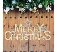 WedDecor Wooden Christmas Hanging Sign For Door, Pinewood Festive Sign Charming Hanging Ornament Xmas Decoration, Merry Christmas Lettering Wall Plaque With Star for Home, Office & Restaurant Décor