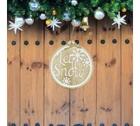 WedDecor Wooden Hanging Sign 'Let It Snow' Dangler For Door, Pinewood Festive Sign Charming Hanging Ornament Xmas Decoration, Lettering Wall Plaque With Star for Halloween, Christmas, Party, Festival