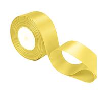 WedDecor Yellow Ribbon for Gift Wrapping, 50mm x 25 Metres Double Sided Polyester Satin Ribbon Roll for Christmas, Wedding, Crafting, Sewing, Hair Bow, Birthday Cake Decoration