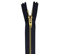 WedDecor YKK Closed-Ended Nylon Navy Blue Zipper, Heavy Duty Golden Brass Teeth/Head Durable Zipper for Bags, Purses, Dresses, Crafts Making, DIY Sewing Skirt, Luggage, Trousers, 8 Inch (20cm), 1pc