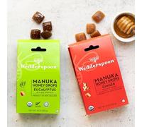 Wedderspoon Manuka Honey Drops, Ginger & Eucalyptus Mixed Pack, 16% Raw Manuka Honey, 40 Individually Wrapped Lozenges