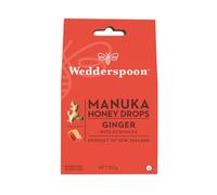 Wedderspoon Natural Manuka Honey Drops with Ginger & Echinacea - 20 Pack, Individually Wrapped, Gluten-Free, Dairy-Free, Nut-Free, Non-GMO, Premium Honey Sweets Crafted from New Zealand Manuka Honey