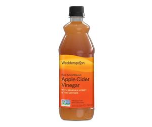 Wedderspoon Raw Apple Cider Vinegar with Manuka Honey - 750ml | Unfiltered, Unpasteurised, with the ‘Mother’ | Made in New Zealand with Cold-Pressed Apples & Raw Honey