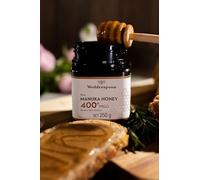 Wedderspoon Raw Manuka Honey 400 MGO - Pure, Unpasteurised, Non-GMO, Kosher, Halal, BPA-Free Packaging, Kfactor Rated, Third-Party Lab Tested, Traceable to the Hive (250g)