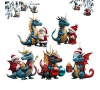 Weddflower 5Pcs Christmas Tree Ornaments, 3.15" Christmas Cute Little Dragon Pendant with Hanging Rope Xmas Tree Hanging Ornament