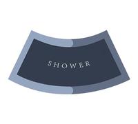 Weddflower Curved Shower Mat 16x30'' Curved Bath Mat Absorbent Non Slip Quadrant Shower Washable Fast Drying Dark Blue