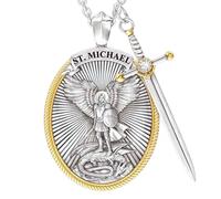 Weddflower St Michael St Christopher Necklace for Men Archangel Sword Lord Prayer Necklace Jewelry 1