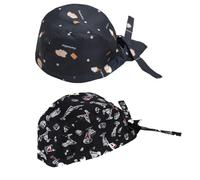 WeddHuis 2 Pieces Unisex Adjustable Bandana Breathable Chef Hat for Kitchen, Restaurant, BBQ and Party Costume (B)