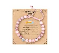 WEDDINEN 5-14 Year Old Birthday Gifts for Girls, Adjustable Pink Nature Stone Heart Bracelet with Message Card for Daughter Granddaughter Niece Sister Friend, 7in, Stone, no gemstone