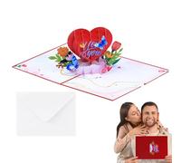 Wedding 3D Card - Love Gift | Romantic Couple Heart Butterfly Design, Thinking You Message Keepsake, Valentine Birthday Celebration, Creative Paper Sculpture Box
