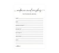 Wedding Advice & Wishes Card, 100PCS Elegant Thank You Cards Memory Cards for Wedding Reception Bridal Shower Anniversary