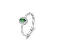 Wedding Anniversary Band, Best Friend Rings for Women Green Oval with Green Lab Created Emerald 9K White Gold Size O 1/2