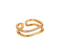 Wedding Anniversary Band, Cute Engagement Ring 18K Yellow Gold Open Ring Hollow Geometric Design Lab Diamond Size T 1/2