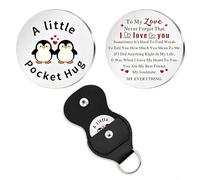 Wedding Anniversary Birthday Gifts for Husband Wife Cute Penguin Patterned Colourful Pocket Hug Token for Him Her Long Distance Relationship Gifts for Boyfriend Girlfriend I Love You Gifts for Couples