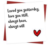 Wedding Anniversary Card for Him or Her - Loved You Yesterday - First Wedding Anniversary Card for Husband Wife Boyfriend Girlfriend, Lovely Greeting Cards for Fiance Fiancee Partner