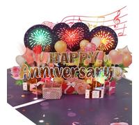 Wedding Anniversary Card, Musical Pop-up Fireworks Lights Anniversary Card for Couple, Women, Wife, Her, Husband for 1st/5th/10th/15th/25th/30th/40th/50th/60th Wedding Anniversary