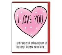 Wedding Anniversary Cards - Husband, Wife, Partner - I Love You even when your snoring wakes me up A38