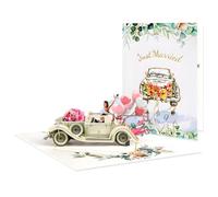 Wedding Anniversary Cards - Just Married 3D Pop Up Wedding Card for Bride and Groom, Romatic Weddings Congratulations Greeting Cards for Anniversary, Engagement, Marriage and Valentine's Day