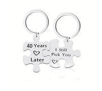 Wedding Anniversary Keyring Gifts for Couples Christmas Birthday Gifts for Husband Wife Matching Couple Gifts for Him Her 40 Years Later I Still Pick You Gifts for Couple Matching Keyrings 2pcs
