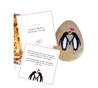 Wedding Anniversary Penguin Pebble Gift - Years Down, Forever to Go” Card & Happy Anniversary Box - Unique Gift for Husband, Wife, Boyfriend, Girlfriend - 1st 10th 25th 50th