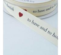 Wedding Anniversary Ribbon 15mm Rustic Taffeta Vow Bow 5 Design 2 4+ Meters 113D, 2 to Have and to Hold Cherish, 1 Metre