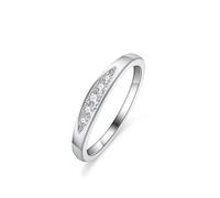 Wedding Anniversary Rings, Cute Promise Ring Round with Moissanite Silver Platinum 950 Size U 1/2