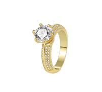 Wedding Anniversary Rings, Pretty Rings Gold Elegant with Round Shape Moissanite 9K Yellow Gold Size S 1/2