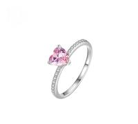 Wedding Anniversary Rings, Silver Rings Cute with 1ct Heart Shape Lab Created Pink Sapphire 14K White Gold Size J 1/2