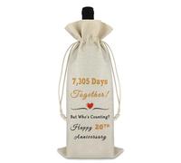 Wedding Anniversary Wine Bag 20th Wedding Anniversary For Wife Reusable Drawstring Wine Gift Bag 20th Marriage Gift Special Couples Gift For Anniversaries Anniversary Party Decoration Wine Bottle Bag