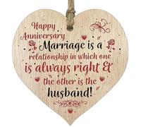 Wedding Anniversary Wooden Heart Plaque - Always Right - Light Wood Sign Keepsake Gift, Celebrate Anniversary Wife Husband Partner, Plaque with Quotes Present Gifts for Anniversaries