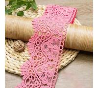 Wedding Applique Roll Ribbons, 10cm Hollow Out Floral Embroidered Milk Silk Water Soluble Elastic Lace DIY Sewing Craft Fabric Tape Pink Red DarkCoffee 1 Meter Length(Pink Red)