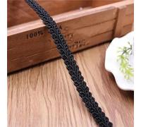 Wedding Applique Roll Ribbons, Curve Cotton Lace Trim 100% Cotton Braided 12mm 40 Yards Multicolor Sewing Craft Supplies(Black)