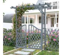 Wedding Arbor with Gate, 180cm Gray Garden Arch, Wooden Trellis for Outdoor Decor, Pfect for Backyard Cemonies, Climbing Plants, Parties & Events