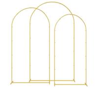 Wedding Arch 3-Piece Gold Steel Powder Coated Garden Arch and Pergola with Durable Metal Frame Free Standing Ideal for Patio, Balcony, Entrance and Outdoor Decoration