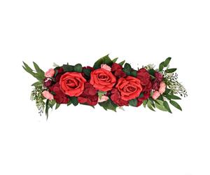 Wedding Arch Artificial Rose Flower Swag for Event For Decoration, Handmade with Silk Cloth and Wire for Weddings and Homes (red)