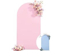 Wedding Arch Backdrop Cover, 6.6FT Blue Pink Arch Cover Stretchy Backdrops, Double-Sided Arch Stand Covers for Gender Reveal, Baby Shower, Birthday Party Decoration