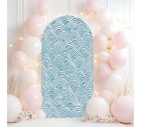 Wedding Arch Backdrop Cover 6.6FT Color Seamless Pattern Waves Spandex Fitted Arch Cover Round Top Stands Cover for Birthday Party Ceremony Banquet Decoration