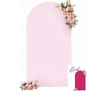 Wedding Arch Backdrop Cover, 7.2FT Pink Arch Cover Stretchy Backdrops, Double-Sided Arch Stand Covers for Wedding Ceremony, Baby Shower, Birthday Party Decoration(Pink+Hot Pink)