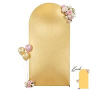 Wedding Arch Backdrop Cover, 8FT Gold Yellow Arch Cover Stretchy Backdrops, Double-Sided Arch Stand Covers for Wedding Ceremony, Baby Shower, Birthday Party Decoration